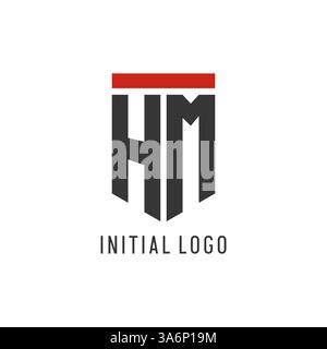 HM initial esport logo with simple shield design style vector graphic Stock Vector