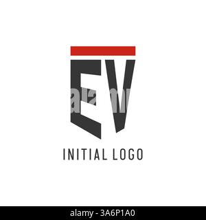 EV initial esport logo with simple shield design style vector graphic Stock Vector