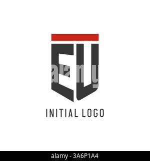 EU initial esport logo with simple shield design style vector graphic Stock Vector