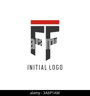 FF initial esport logo with simple shield design style vector graphic Stock Vector