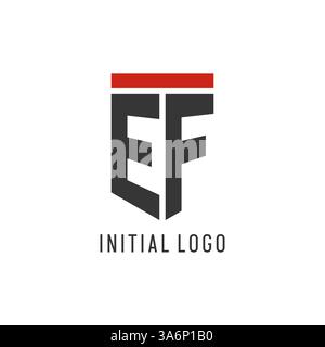 EF initial esport logo with simple shield design style vector graphic Stock Vector