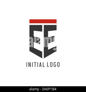 EE initial esport logo with simple shield design style vector graphic Stock Vector