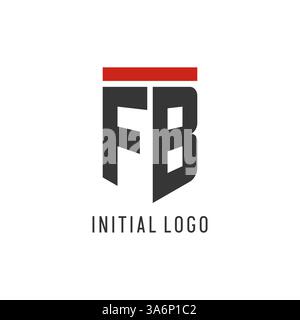 FB initial esport logo with simple shield design style vector graphic Stock Vector