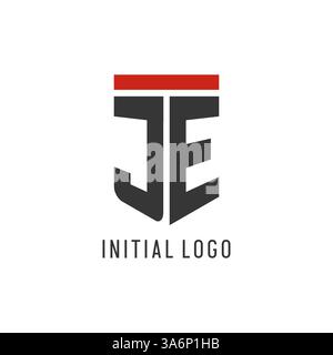 JE initial esport logo with simple shield design style vector graphic Stock Vector