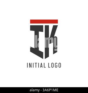 IK initial esport logo with simple shield design style vector graphic Stock Vector