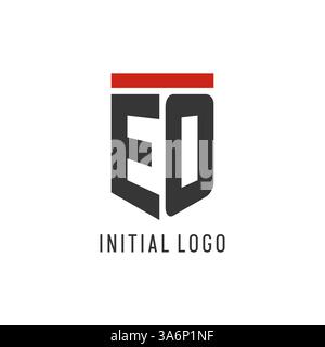 EO initial esport logo with simple shield design style vector graphic Stock Vector