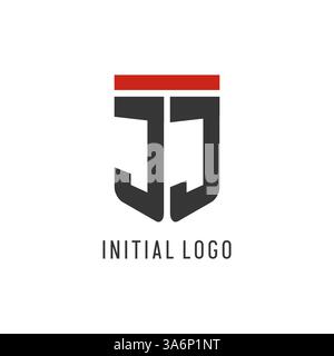 JJ initial esport logo with simple shield design style vector graphic Stock Vector