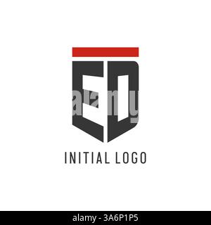 ED initial esport logo with simple shield design style vector graphic Stock Vector