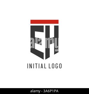 EH initial esport logo with simple shield design style vector graphic Stock Vector
