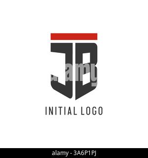 JB initial esport logo with simple shield design style vector graphic Stock Vector