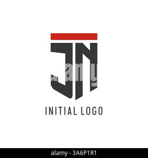 JN initial esport logo with simple shield design style vector graphic Stock Vector