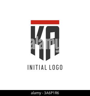 KA initial esport logo with simple shield design style vector graphic Stock Vector