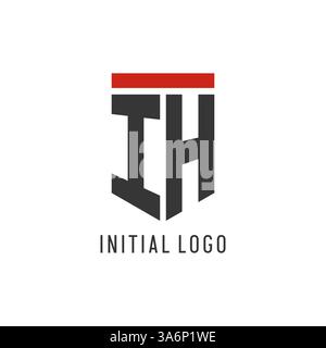 IH initial esport logo with simple shield design style vector graphic Stock Vector
