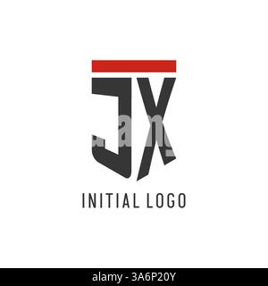 JX initial esport logo with simple shield design style vector graphic Stock Vector