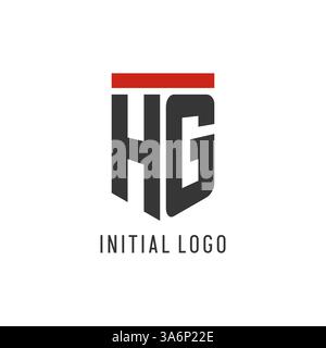 HG initial esport logo with simple shield design style vector graphic Stock Vector