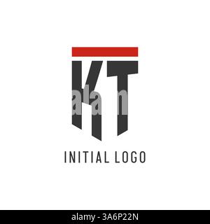 KT initial esport logo with simple shield design style vector graphic Stock Vector