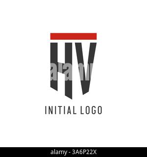 HV initial esport logo with simple shield design style vector graphic Stock Vector