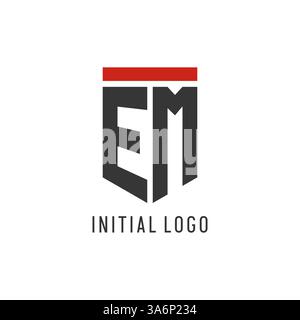 EM initial esport logo with simple shield design style vector graphic Stock Vector