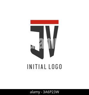 JV initial esport logo with simple shield design style vector graphic Stock Vector