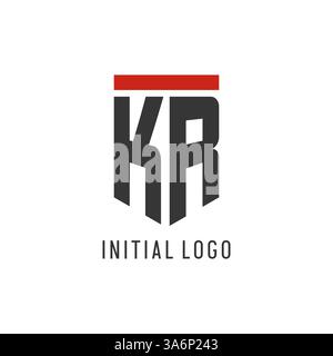 KR initial esport logo with simple shield design style vector graphic Stock Vector