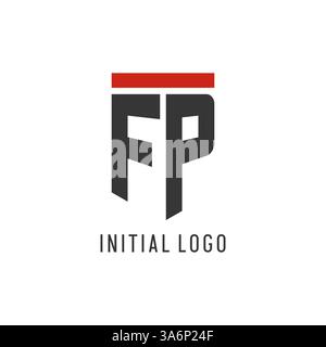 FP initial esport logo with simple shield design style vector graphic Stock Vector