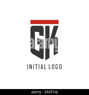 GK initial esport logo with simple shield design style vector graphic Stock Vector