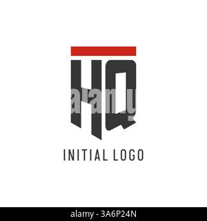 HQ initial esport logo with simple shield design style vector graphic Stock Vector