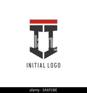 II initial esport logo with simple shield design style vector graphic Stock Vector