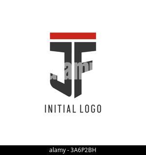 JF initial esport logo with simple shield design style vector graphic Stock Vector