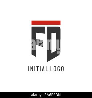 FD initial esport logo with simple shield design style vector graphic Stock Vector