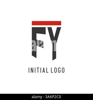 FY initial esport logo with simple shield design style vector graphic Stock Vector