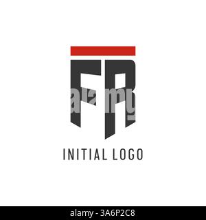 FR initial esport logo with simple shield design style vector graphic Stock Vector