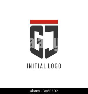 GJ initial esport logo with simple shield design style vector graphic Stock Vector