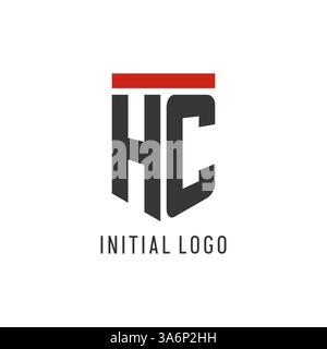 HC initial esport logo with simple shield design style vector graphic Stock Vector