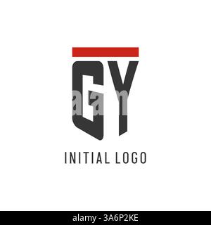 GY initial esport logo with simple shield design style vector graphic Stock Vector