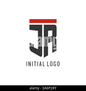 JR initial esport logo with simple shield design style vector graphic Stock Vector