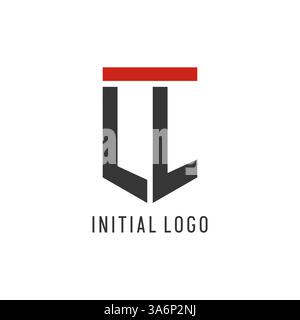 LL initial esport logo with simple shield design style vector graphic Stock Vector