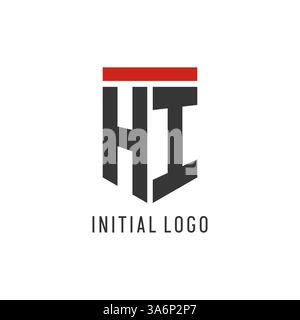 HI initial esport logo with simple shield design style vector graphic Stock Vector