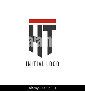 HT initial esport logo with simple shield design style vector graphic Stock Vector