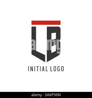 LB initial esport logo with simple shield design style vector graphic Stock Vector