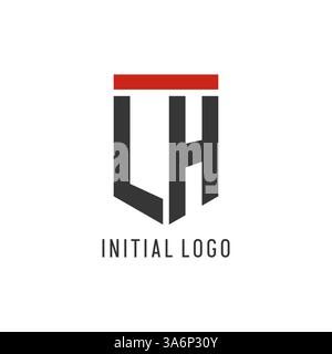 LH initial esport logo with simple shield design style vector graphic Stock Vector