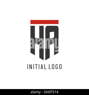 HA initial esport logo with simple shield design style vector graphic Stock Vector