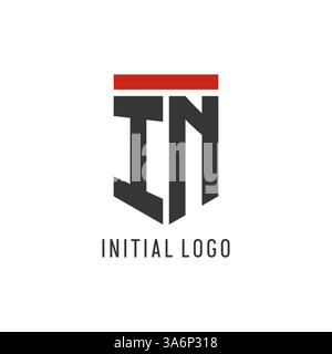 IN initial esport logo with simple shield design style vector graphic Stock Vector