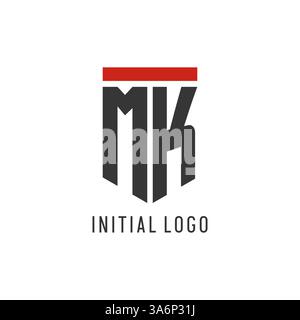 MK initial esport logo with simple shield design style vector graphic Stock Vector