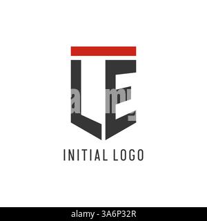 LE initial esport logo with simple shield design style vector graphic Stock Vector