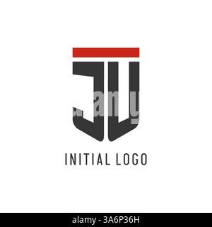 JU initial esport logo with simple shield design style vector graphic Stock Vector