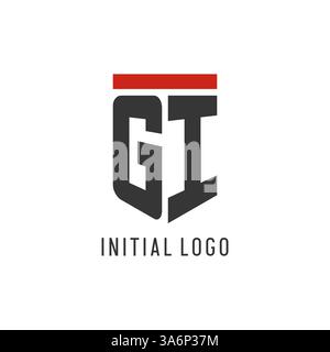 GI initial esport logo with simple shield design style vector graphic Stock Vector