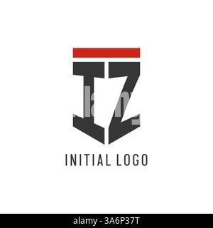 IZ initial esport logo with simple shield design style vector graphic Stock Vector