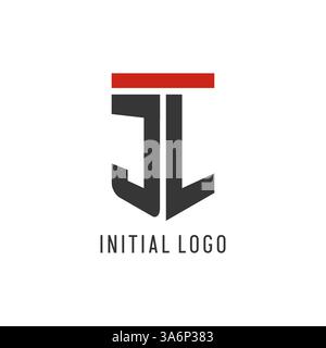 JL initial esport logo with simple shield design style vector graphic Stock Vector