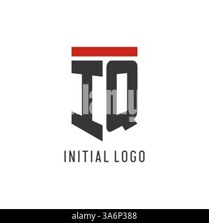 IQ initial esport logo with simple shield design style vector graphic Stock Vector